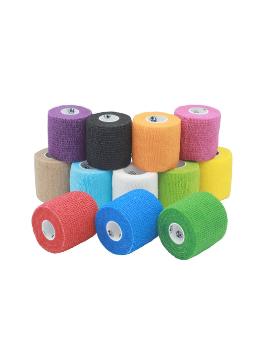 2 Inch - 20 Rolls Self Adhesive Bandage Wrap Vet Wrap for Dogs - Neon Orange, Pink and Green